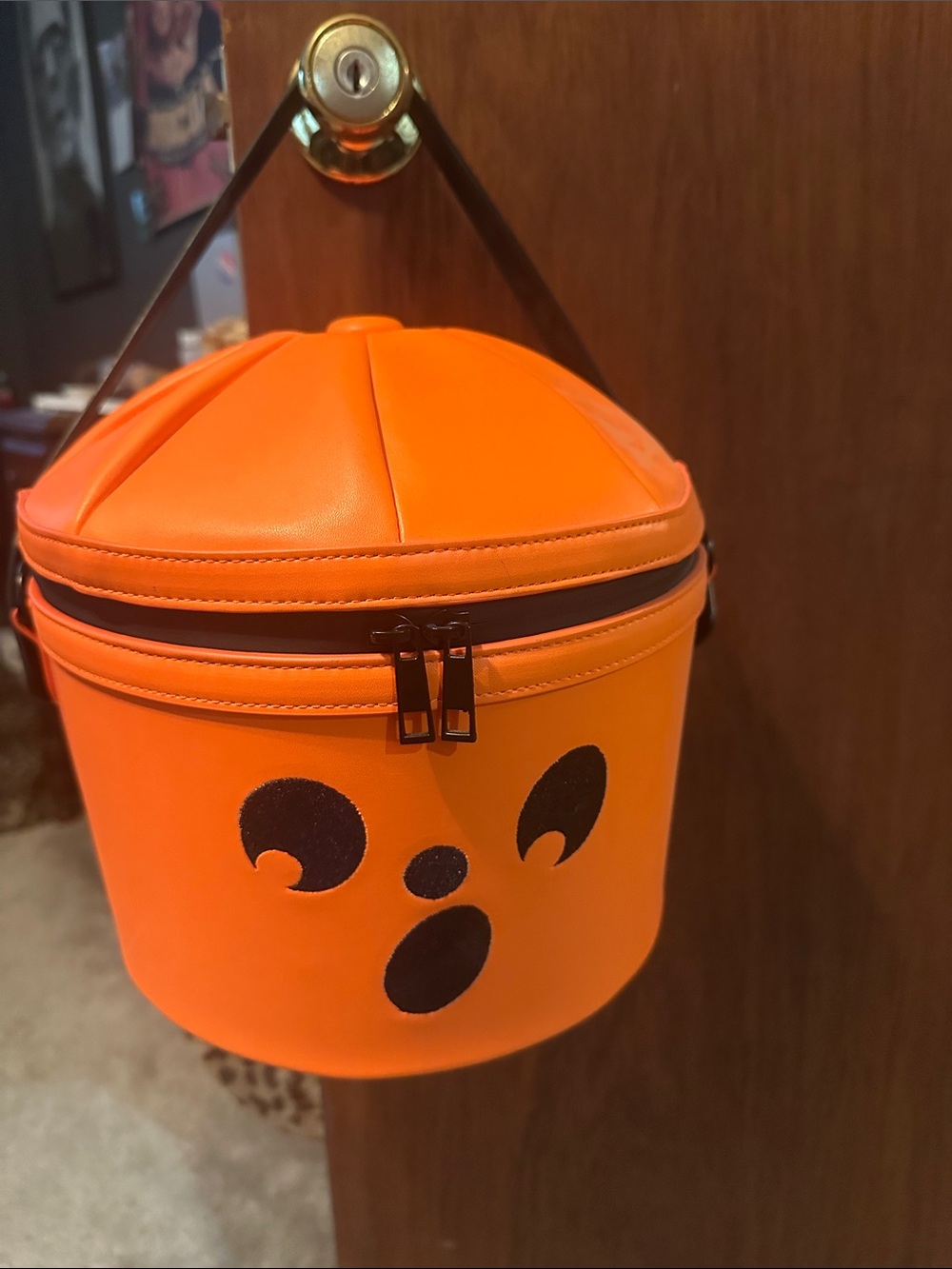 Orange Mini Bucket Bag with Face Detail - Women Bags Mini Bag